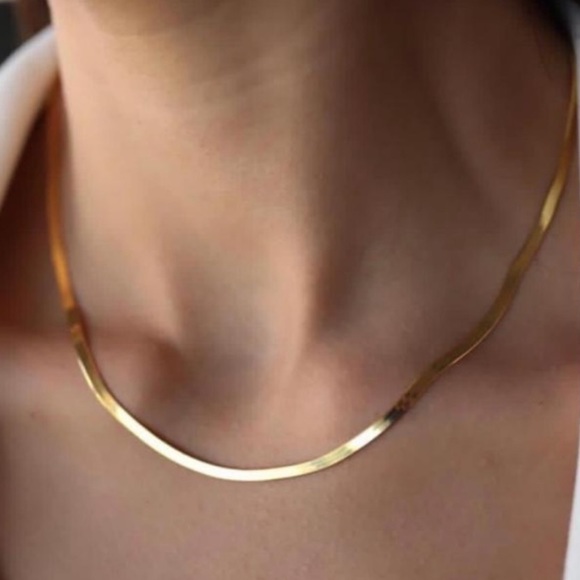 Jewelry - HERRINGBONE 18K GOLD CHAIN NECKLACE, NICE NECKLACE, CUTE NECKLACE